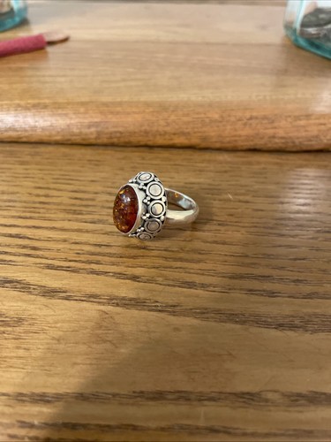 Amber Sterling, Silver Ring Size 7 8.46g  sterling silver - Picture 1 of 2