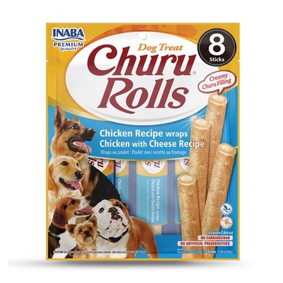 Inaba Dog Churu Rolls Chicken Wraps W Cheese, 6 Pack - 96g