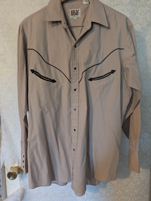 ELY Cattleman Cowboy Shirt Sz. Large Tan