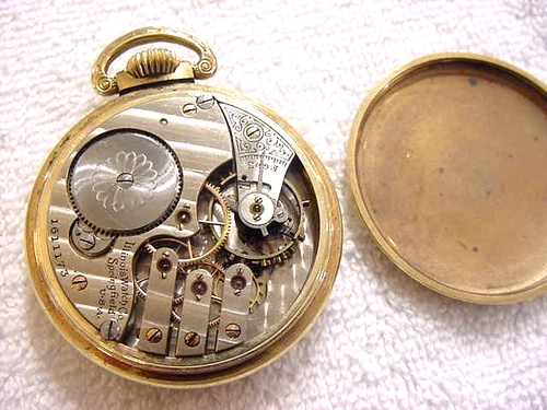 Vintage GOLD FD larg antique 1920 Deco ILLINOIS GOLD SCREW RAILROAD pocket watch