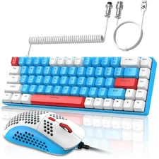 ZIYOU LANG Wired Gaming Keyboard Mouse Combo RGB LED 65% TKL for PC PS4 PS5 Xbox