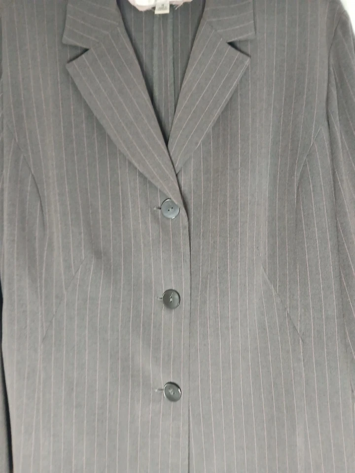 Conjunto de chaqueta y pantalón Danny&Nicole para mujer ~ talla 16 ~ gris con rayas rosadas Foto 2 de 4