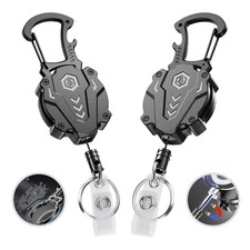 2Pack Heavy Duty Retractable Keychain Tactical ID Badge Holder Reel 31" Dyneema