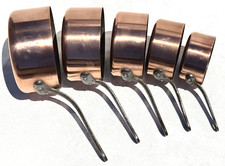 Vintage French Copper Pan Set of 5 Faucogney France Tin Lining 8.8lbs Gift Idea