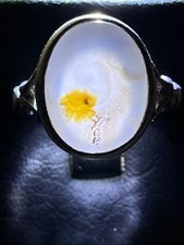 Anello Uomo Argento Sterling 925 Autentica Yemen Agata Aqeeq عقيق يمني مصور