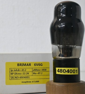 Brimar 6V6G Black Glass Bottom Solid 1 PC (UNUSED NEW IN WHITE BOX)