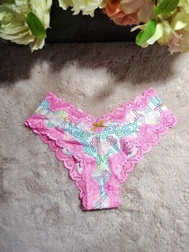 Victoria's Secret Sexy Little Things Cheeky Bright Logo Lace Insert Large Rare 