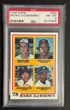LOU WHITAKER 1978 TOPPS BASEBALL #704 ROOKIE CARD RC PSA 8 DETROIT TIGERS. rookie card picture