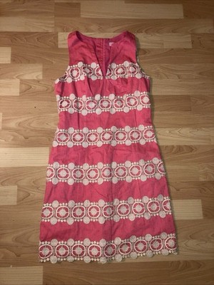 LILLY PULITZER Womens 00Augusta Shift Dress Pink Anchor Jacquard Boat Wheel Lace