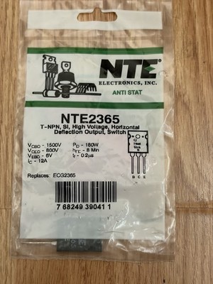 NTE2365 - T-NPN, Si, High Voltage, Horizontal Deflection Output, Switch
