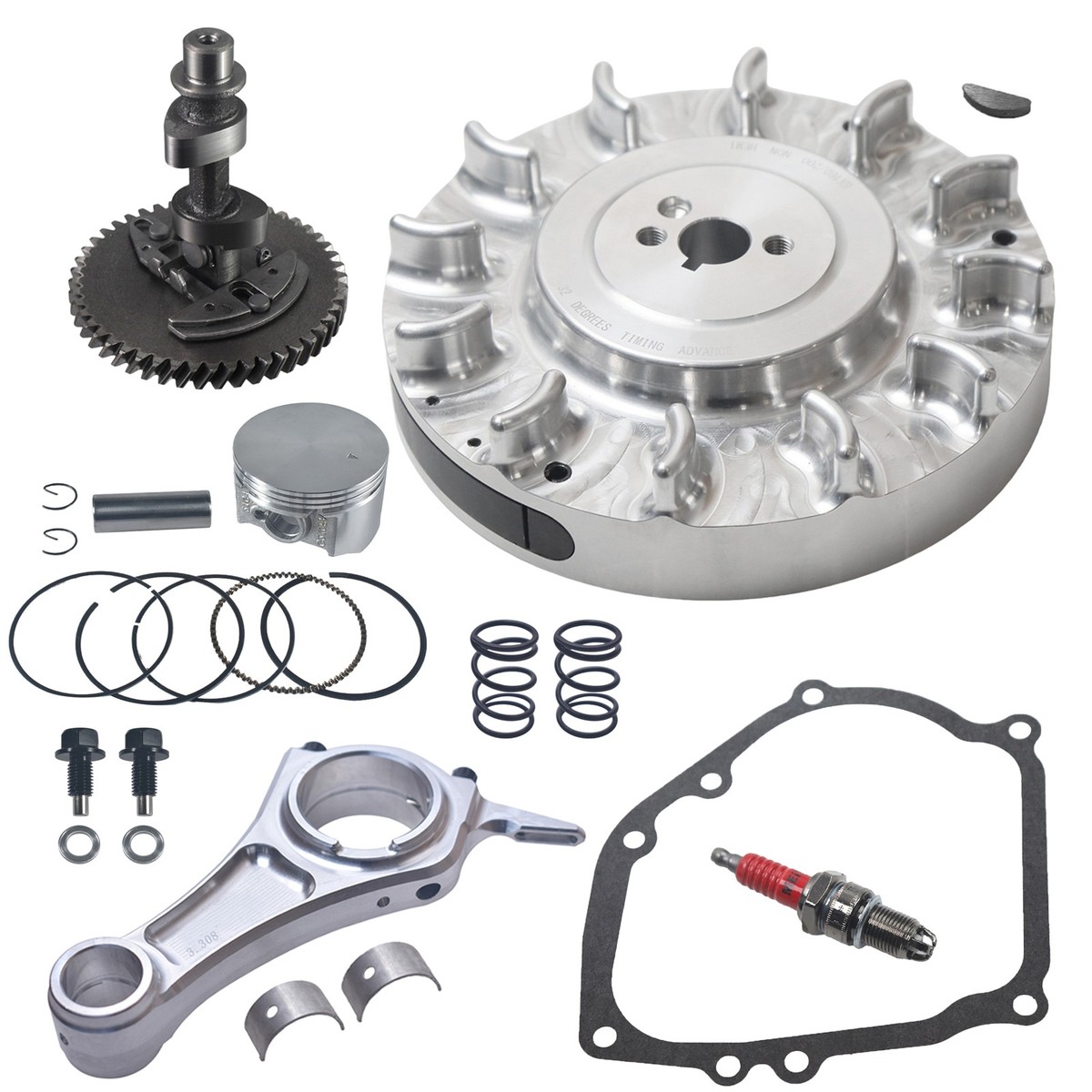 2,500円お安く!⭕️VOLAN◎CUSTOM TWIN KEEL Aluminium Flywheel & Billet Rod Piston Combo FOR 212CC PREDATOR