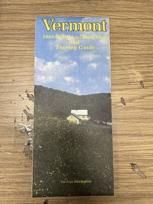 Vermont Road Map 1989-1990 State Touring Guide Hints Tips Sight Seeing tri fold 