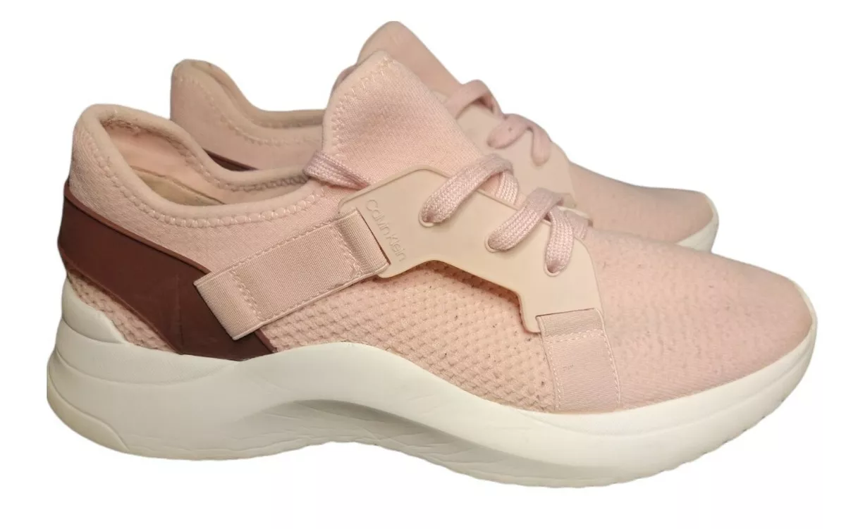 Calvin Klein Mens Size 10 Unni Textured Knit Pink Canvas Designer Sneakers Shoes