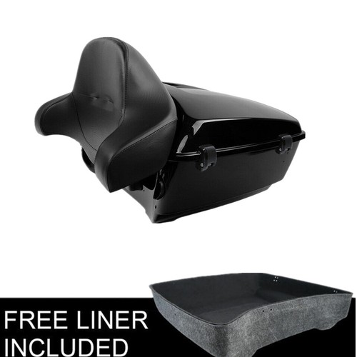 Black King Trunk Latch w/ Backrest Fit For Harley Electra Glide 14-up - Picture 2 of 12