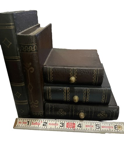 Vintage Home Interiors Wooden Stacked Books Bookend with Drawers (1) - Picture 8 of 9