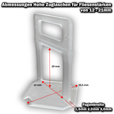 HOHE ZUGLASCHEN KACHEL GOTT  für 12mm-21mm Fliesen Nivelliersystem 1,5-2,0-3,0mm