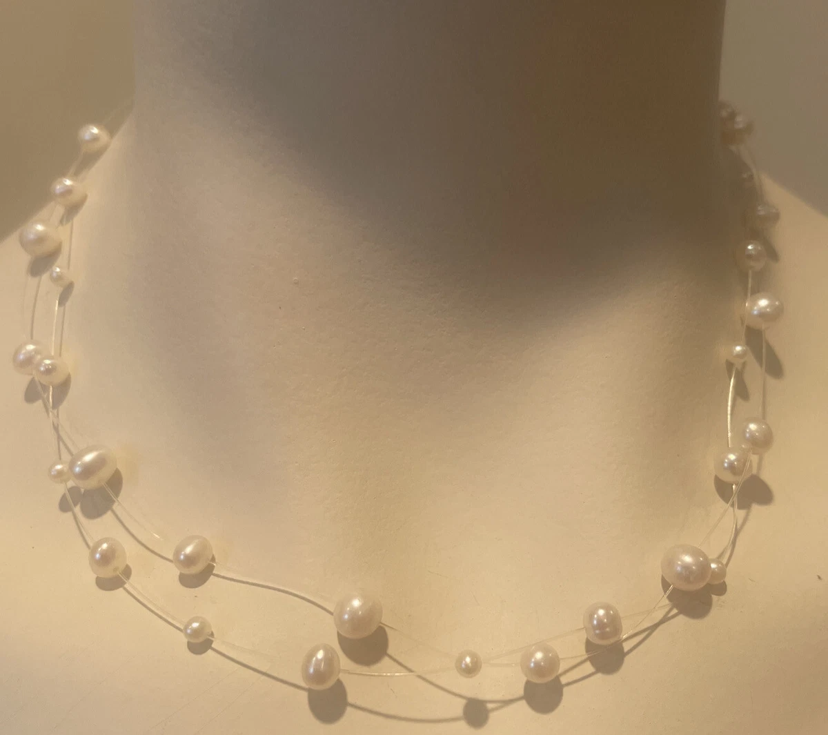 Vintage Jacmel JCM 14k Yellow Gold 17.5 Floating Pearl Double