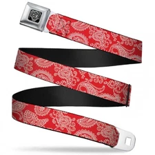 Buckle-Down Wings Paisley Red Webbing Seatbelt Buckle Belt Official Licensed