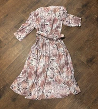 🌸 California Looks Vintage Floral Dress 8 Belted Short Sleeve