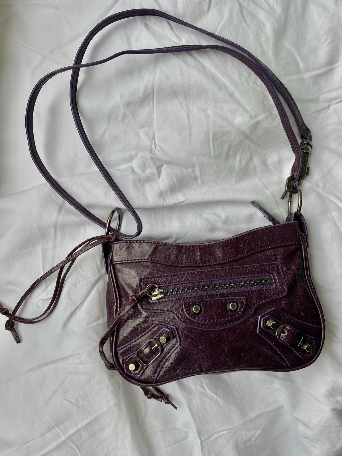 BOLSO MUJER BALENCIAGA Vintage Metálico Púrpura Pequeño Auténtico
