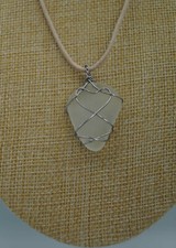 White Clear Sea Glass Pendant: Cone Shape P 50