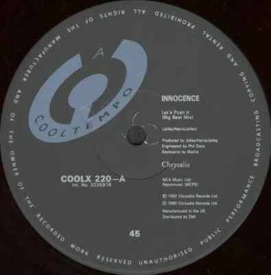 Innocence Lets Push It Vinyl Single 12inch Cooltempo