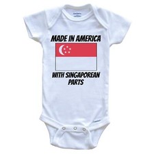 Made In America With Singaporean Parts Singapore Flag Funny Baby Bodysuit