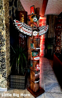 Totem Pole Wood Indian 2,00 m  78,74 Inches Decoration Little Big Horn