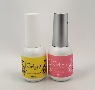 GELIXIR - Soak Off Gel - Base & No-wipeTop Coat - .5 Oz / 15 mL
