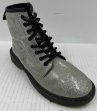 Dr. Martens Glitter J Kids Boots size 3 Gray Round Toe Lace Up Ankle Boot 1460