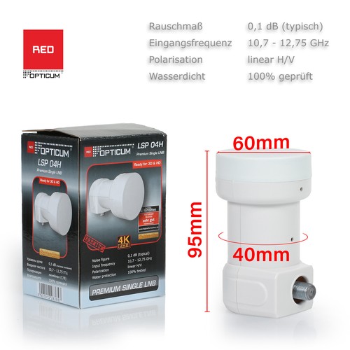 SAT LNB "TESTSIEGER" Opticum Single Twin Quattro Quad Octo Premium 8K UHD LNC 3D - Afbeelding 8 van 57