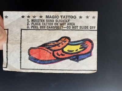 WRAPPER: 1970s Scanlens Magic Tattoo Bubble Gum ''Shoe'' RARE AU ISSUE