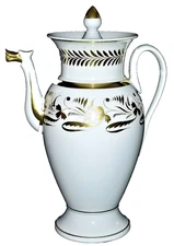 Porcelain COFFEE POT, Vieux Old Paris,  c1830, Empire, Gilt Decoration, 11",chip