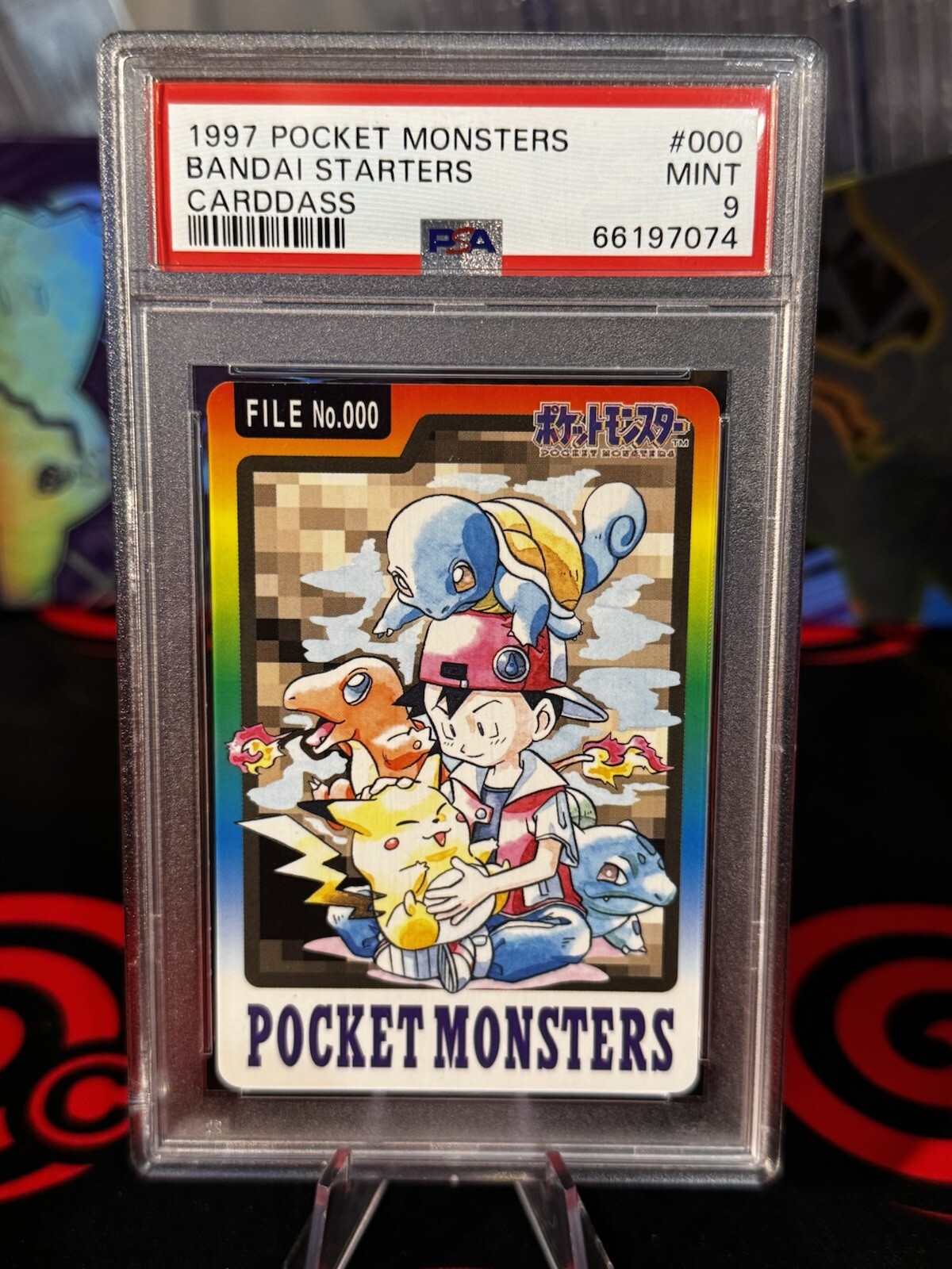 PSA 9 CARDDASS STARTERS - BANDAI POKÉMON #000 1997 POP 62
