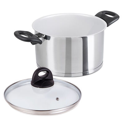 GENIUS Kochtopf CERAFIT STEEL mit Keramik-Beschichtung 20 cm 3,5 Liter Glasdecke