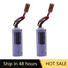 2Pcs 3V 1800mAh BR-AG Non-Rechargeable BR-A PLC Lithium Battery with Brown Plug