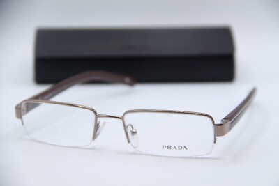 NEW PRADA VPR 53M 1BI-1O1 BROWN AUTHENTIC DESIGNER EYEGLASSES W/CASE 52-18