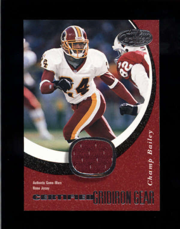 CHAMP BAILEY 2000 LEAF CERTIFIED GRIDIRON GEAR GAME USED JERSEY #149/300 BD5515