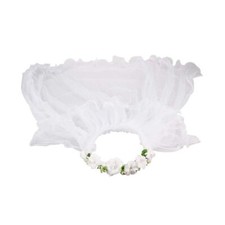 Flower Girl Veils Two Layers White Wedding Communion Hair Wreath white