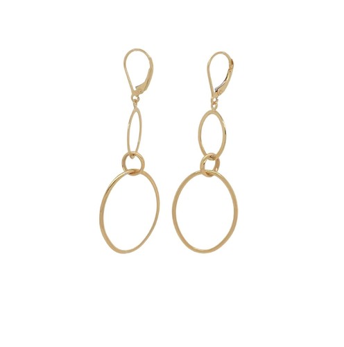 14k Gold Fancy Oval Yellow Gold Dangling Earrings - Picture 5 of 6