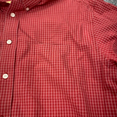 Gold Label Roundtree & Yorke Mens Shirt Large Red Plaid Button-Down Short  Sleeve | eBay