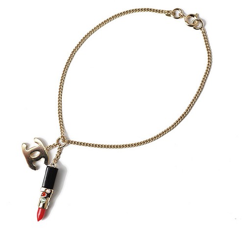 CHANEL Bangle/Bracelet Coco Mark Lipstick Rhinestone Red Multi Gold Authentic - Picture 2 of 4