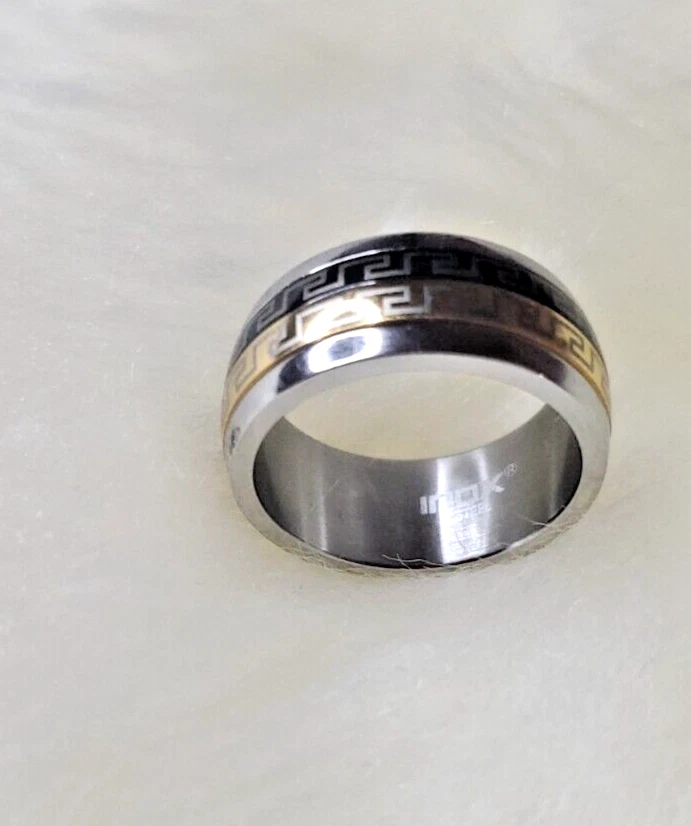 Anillo giratorio de acero inoxidable tono oro negro para hombre 10 mm tamaño 9 y 13 FR1407 Foto 4 de 4