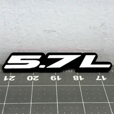 2x White/Black 5.7L Emblems 5.7L  Side Fender Badge 3D for 5.7L Emblem