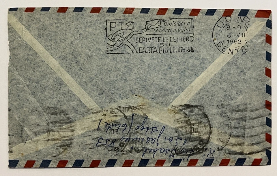 1962 SANTIAGO CHILE COVER SENT TO UDINE ITALY VIA AIRMAIL - Image 2 of 2