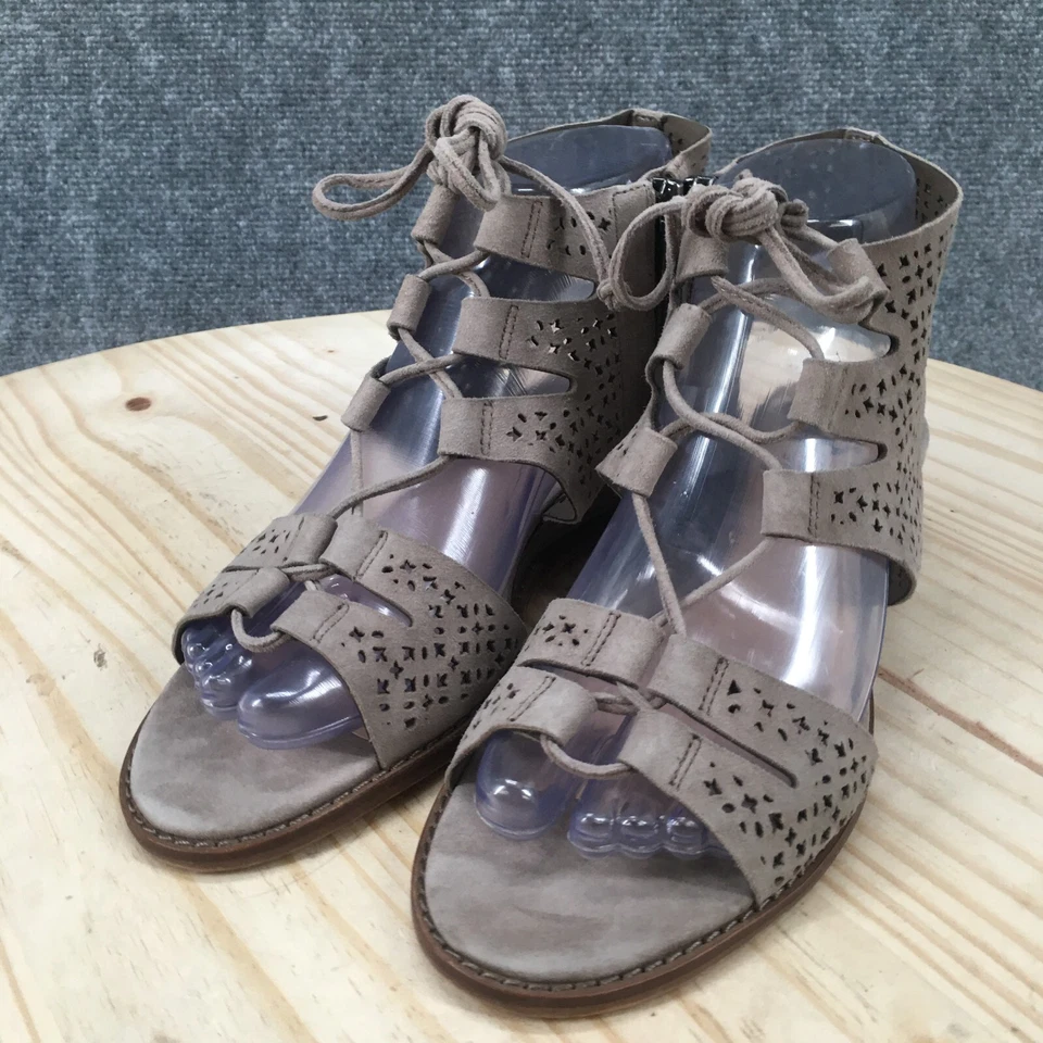 Vince Camuto Sandals Womens 6.5 M Retana Gladiator Beige Leather Lace Up Zip - Image 3 of 4