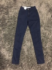 AMERICAN APPAREL Dark Indigo Denim Wash High Waist Easy Jean Skinny Sz Sma NWT