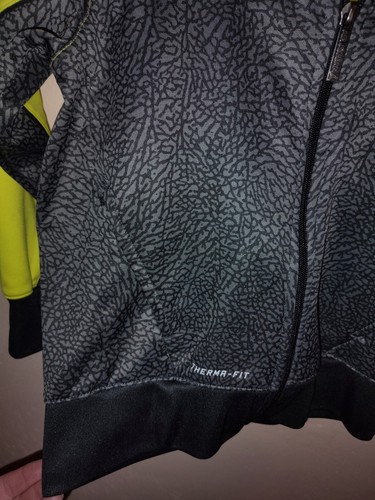 Air Jordan Therma-Fit Boys Hoodie Zip Up Jacket 8-10 Yr Black Yellow Gray Fleece - Picture 5 of 6