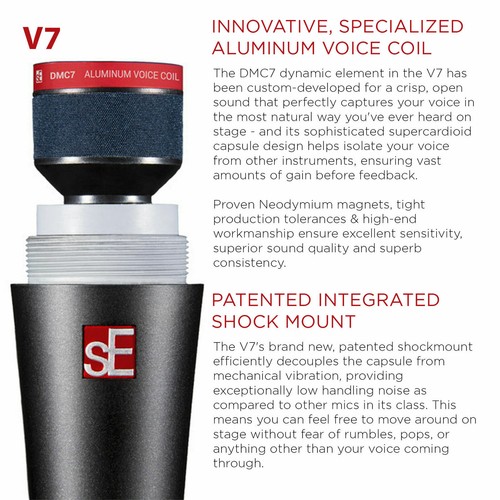 sE Electronics V7 Supercardioid Dynamic Vocal Microphone - Picture 4 of 10