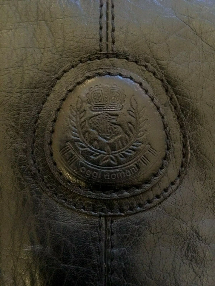 BOLSO MENSAJERO VINTAGE DE CUERO NEGRO DE OGGI DOMANI 41CM X 30 CM Foto 2 de 4